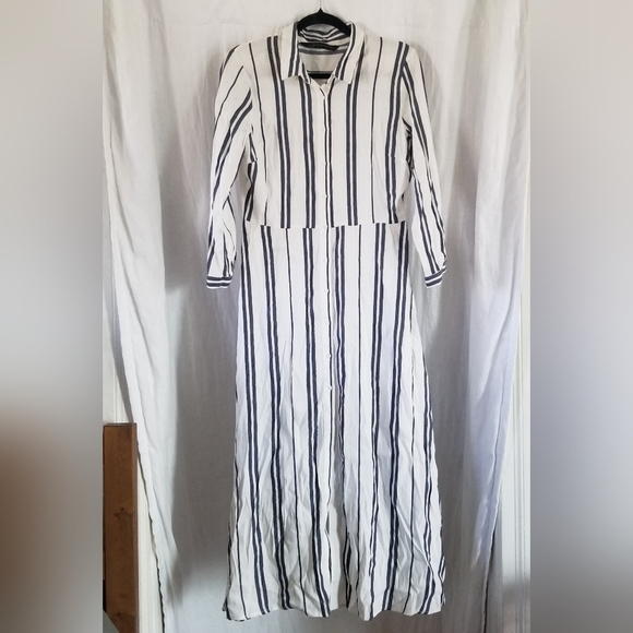 chinese dress ladies Zara Pale Blue Linen Sleeveless Shift Dress